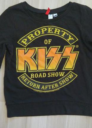 Свитшот с принтом kiss реглан рок мерч коттон