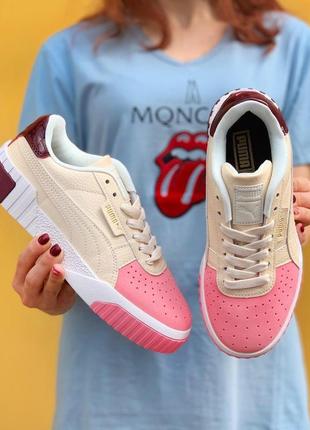 Женские кроссовки puma cali remix wn's бежевые с розовым1 фото