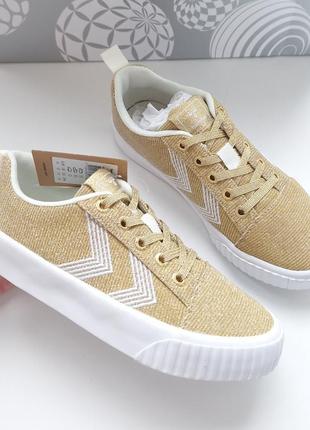 Золотистые кеды hummel base court glitter 31 и 34