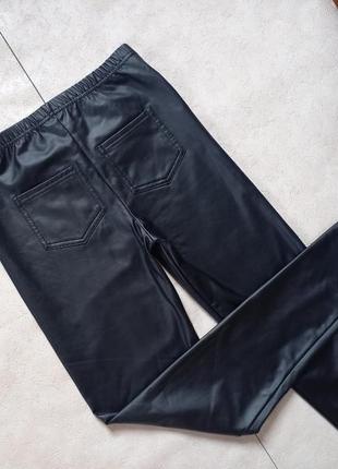 Брендовые кожаные черные леггинсы лосины скинни с высокой талией zlimmy, 38 размер.7 фото