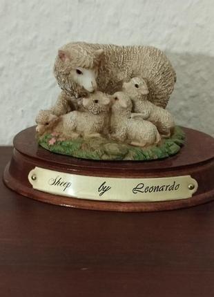 Раритетная статуэтка "sheep by leonardo" семья овец. англия.1 фото