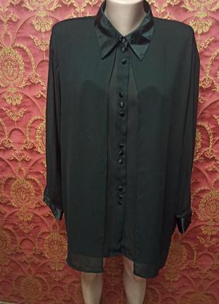 Черная просторная шифоновая блуза рубашка 14 размер