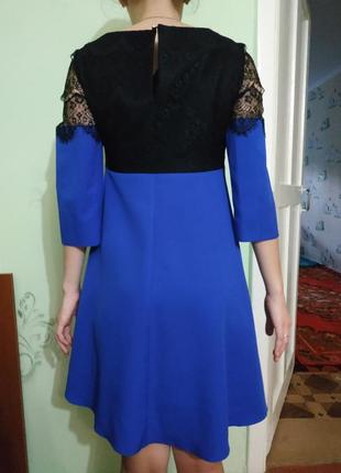 Вечернее платье синее с черным2 фото