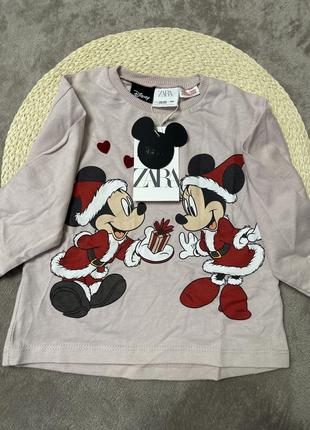 Zara коттоновый реглан minnie mouse