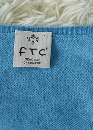 Ftc кашемировый джемпер, кашемир и шелк голубой свитер кашемір блакитний2 фото