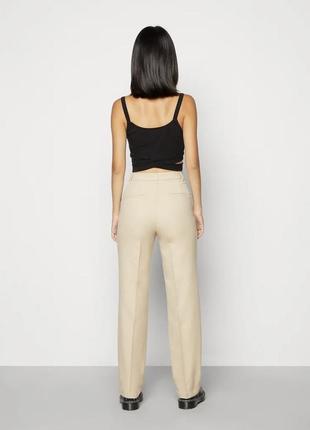 Monki structured high waist Khaki trousers прямі класичні брюки штани2 фото