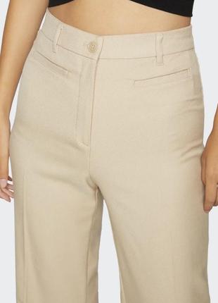 Monki structured high waist Khaki trousers прямі класичні брюки штани4 фото