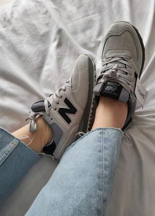 Замшевые кроссовки new balance 574 grey6 фото