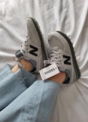 Замшевые кроссовки new balance 574 grey2 фото