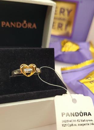 Кольцо пандора серебро 925 162504c00 all for love проба золотое сердце все заради кохання любовь плавающее двигается объёмное