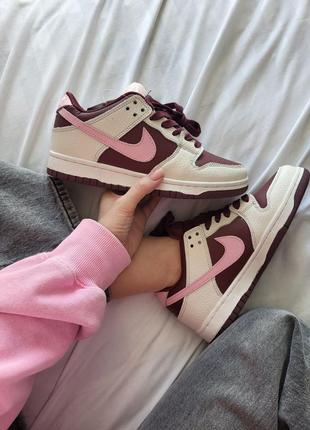 Кожаные кроссовки nike sb dunk low burgundy