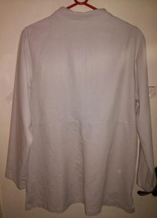 Льняная-55%,удлинённая блузка-рубашка-пиджак?-трапеция,с карманами,бохо,большого размера,marys2 фото