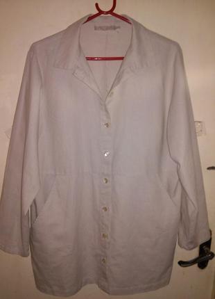 Льняная-55%,удлинённая блузка-рубашка-пиджак?-трапеция,с карманами,бохо,большого размера,marys6 фото