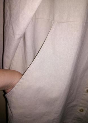 Льняная-55%,удлинённая блузка-рубашка-пиджак?-трапеция,с карманами,бохо,большого размера,marys4 фото