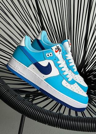 Классные женские кроссовки nike air force 1 low 07 lv8 blue white голубые