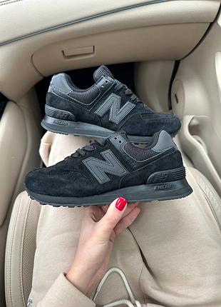 Женские кроссовки new balance 574 full black premium
