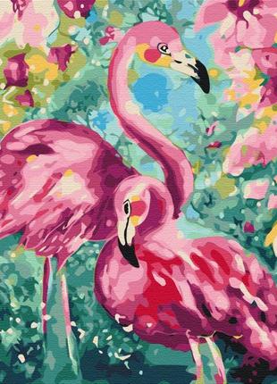 Картина по номерам цветочный фламинго "