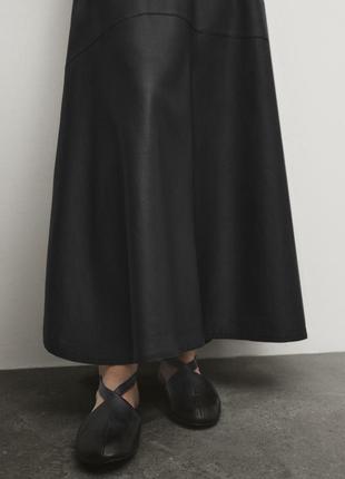 Massimo dutti юбка черная миди кожа наппа оригинал новая3 фото