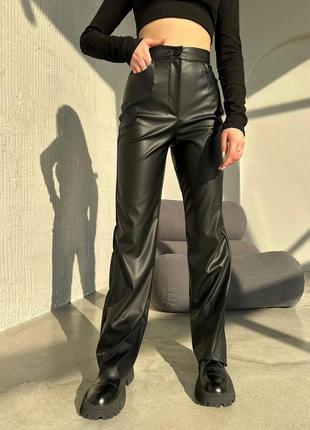 Женские штаны брюки эко кожа кожаные весна демисезон экокожа6 фото