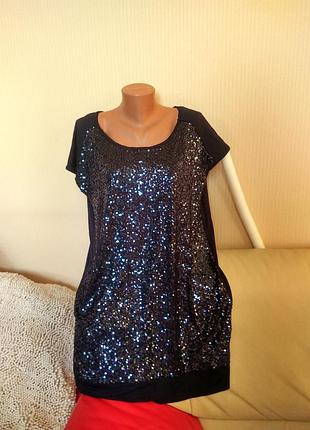 Платье вискоза туника пайетки рубашка футболка