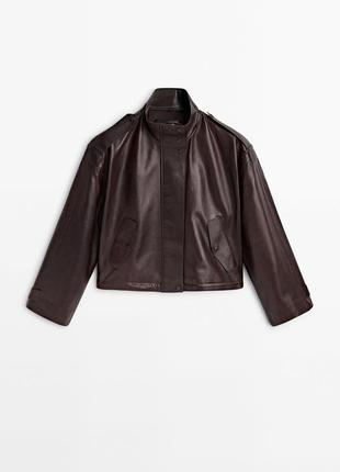 Massimo dutti куртка кожа наппа коричневая новая оригинал6 фото