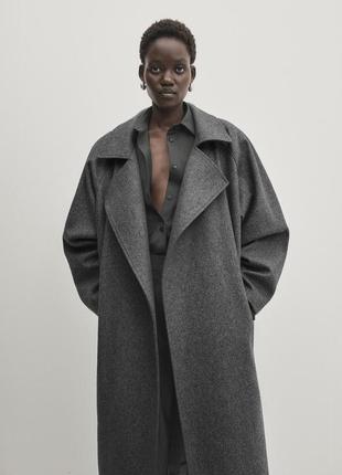 Massimo dutti пальто миди серый шерсть новый оригинал2 фото