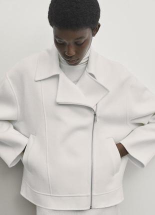 Massimo dutti пальто короткая белая шерсть новая оригинал2 фото