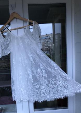 Туника из нежного гипюра, кружевное платье для фотосессии, сарафан для пляжа
