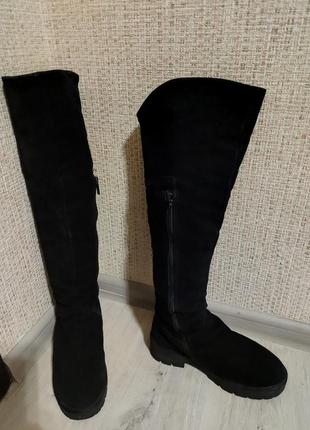 Замшевые зимние сапоги