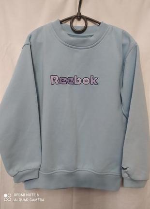 Свитшот детский брендовый утепленный голубой