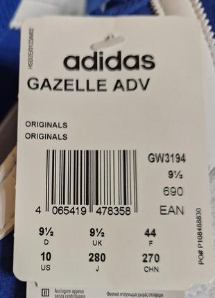 Оригинальный кроссовки adidas gazelle adv gw3194 нат.замша р.10 us6 фото