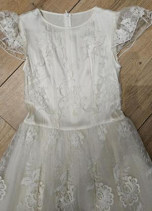 Белое платье из французского кружева3 фото