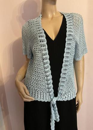Вискозный вязаный голубый кардиган/ xl/ brend jacques vert