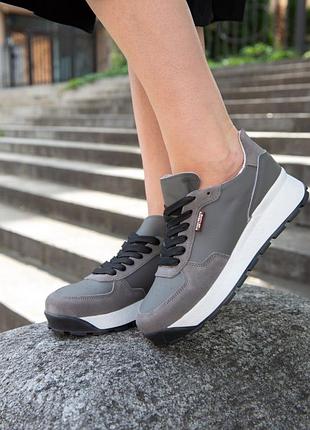 Кросівки жіночі натуральна замша + шкіра сірі