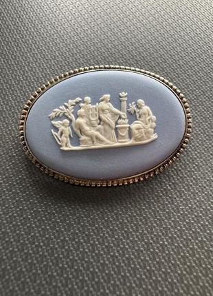 Брошь с камеей, фарфор, серебро, wedgwood, брошь