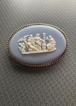 Брошь с камеей, фарфор, серебро, wedgwood, брошь