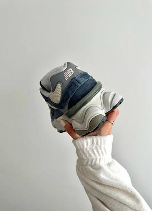 Крутые женские мужские кроссовки new balance 9060 natural indigo premium синие с бежевым7 фото