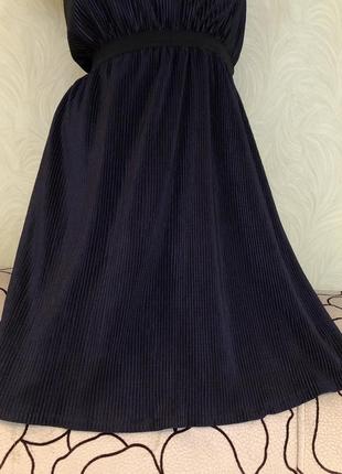 Розкішна темно-синє плаття на підкладці3 фото