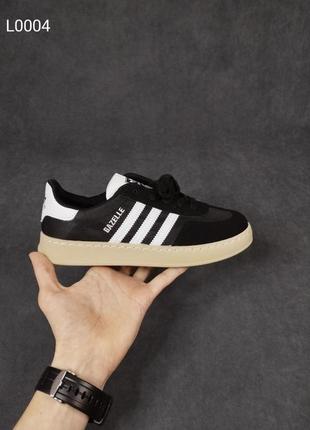 Жіночі літні кросівки adidas gazelle чорні з білим кеди адідас газель прошиті