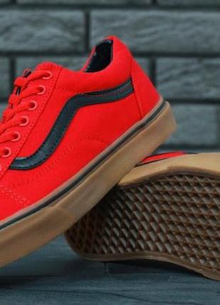 👟кеды ванс олд скул ярко красные👟v@ns old skool black red4 фото