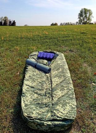 Зимовий спальник військовий -35° спальний мішок на флісі xxл армійський тактичний теплий 210*100 зсу піксель