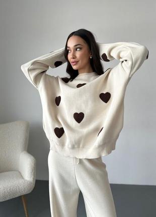 Костюм свитер с сердечками и брюки❤️🔥 туречковина🇹🇷2 фото