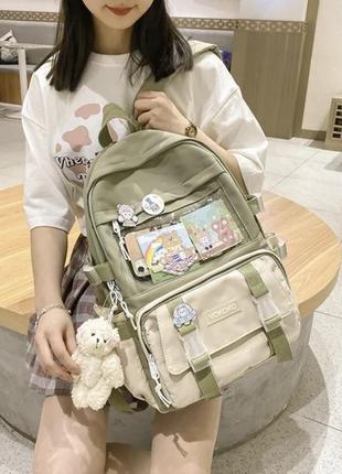 Рюкзак с брелком, значки и карточки в стиле харадзюка5 фото