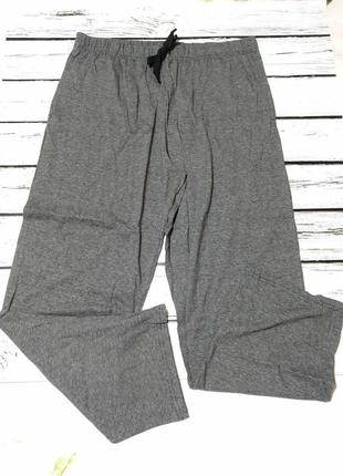 Мужские хлопковые пижамные брюки с карманами больших размеров батал штаны для дома свободного кроя