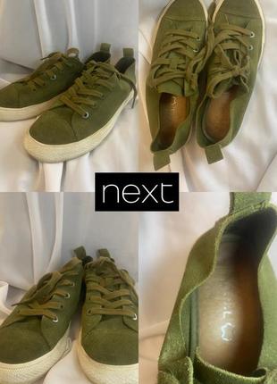 Зеленые кеды замшевые кеды цвета хаки кеды от next