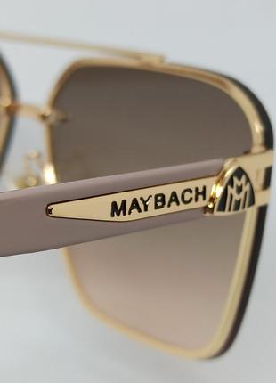 Maybach очки мужские солнцезащитные классика серо бежевый градиент в золотой металлической оправе8 фото