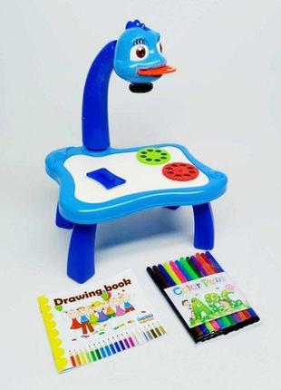 Игрушка детский проектор со столиком слайды маркера альбом для рисования синего цвета ym6556