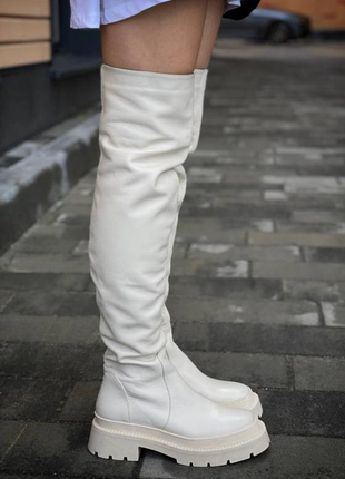 Шикарні шкіряні ботфорти натуральна шкіра демі