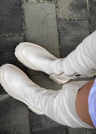 Шикарні шкіряні ботфорти натуральна шкіра демі