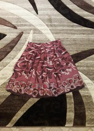 Роскошна пурпурного оттенка юбка из шелка в цветы оригинал италия marella max mara2 фото